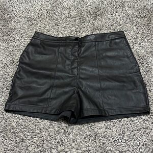 Express Black Faux Leather High-Waist Shorts